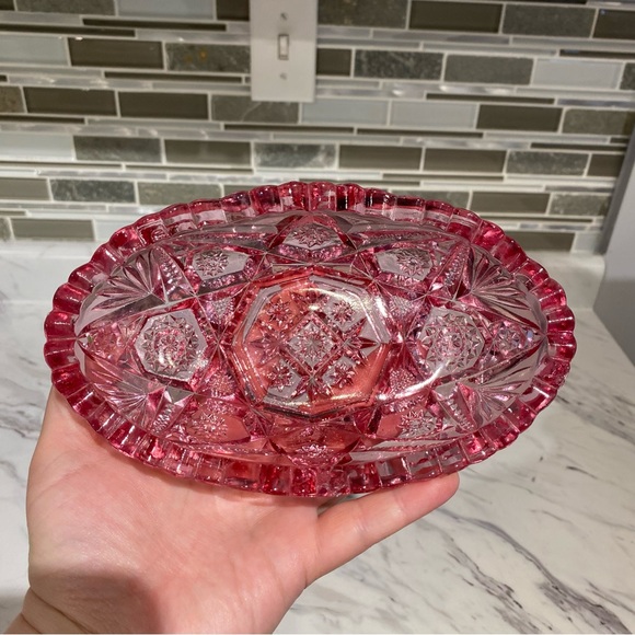 Vintage Pink Glass Decorative Dish candy‎ dish catch all - Picture 3 of 10
